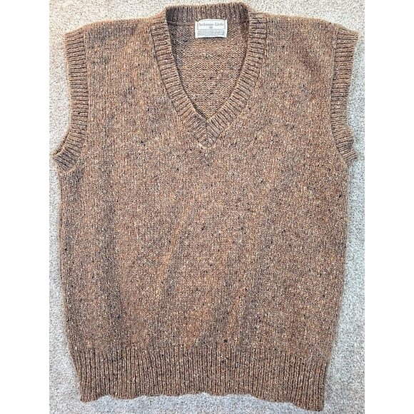 Anderson Little Vintage Wool Blend Sweater Vest Pullover Tan USA Made Women's M - Picture 1 of 7